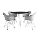 Ver imagem 6 de Mesa Jantar Redonda 90cm Preta Clips 3 Pés com 4 Poltronas Brancas Ferro Branco - Cor: Preto