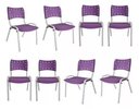 Ver imagem 2 de Conjunto com 8 Cadeiras Design Moderno em Polipropileno Roxo Base Branca