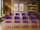 Ver imagem 1 de Conjunto com 8 Cadeiras Design Moderno em Polipropileno Roxo Base Branca