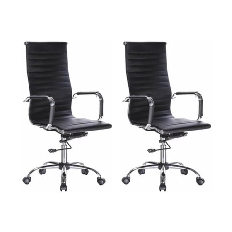 Kit 2 Cadeira para Escritório Presidente Esteirinha Corino Office Preto