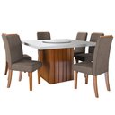 Ver imagem 1 de Conjunto Sala de Jantar Amsterdã New Mesa com Tampo Giratório 6 Cadeiras Grécia Madeirado/Mascavo