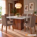 Ver imagem 2 de Conjunto Sala de Jantar Amsterdã New Mesa com Tampo Giratório 6 Cadeiras Grécia Madeirado/Mascavo