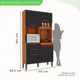 Armário de Cozinha 5 Portas 2 Gavetas Dubai - 5