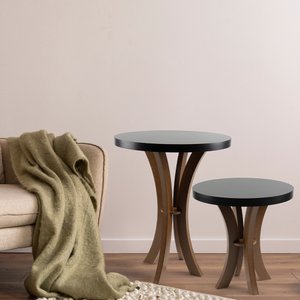 Conjunto de 02 Mesa de Canto Santorini Redonda 40 e 60cm de Altura