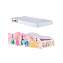 Ver imagem 1 de Conjunto Cama Carro Princesas Rosa com Proteção Lateral MDF e Colchão Quarto Menina Delicada