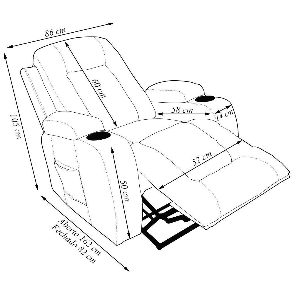 Poltrona do Papai Reclinável Massagem e Aquecimento com Elevação Lift 150° 2 Porta Copos, Bege - 3
