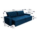Ver imagem 2 de Sofá Cama Bangkok sem Caixa 2,10m Retrátil e Reclinável com Molas Velut Azul- King House