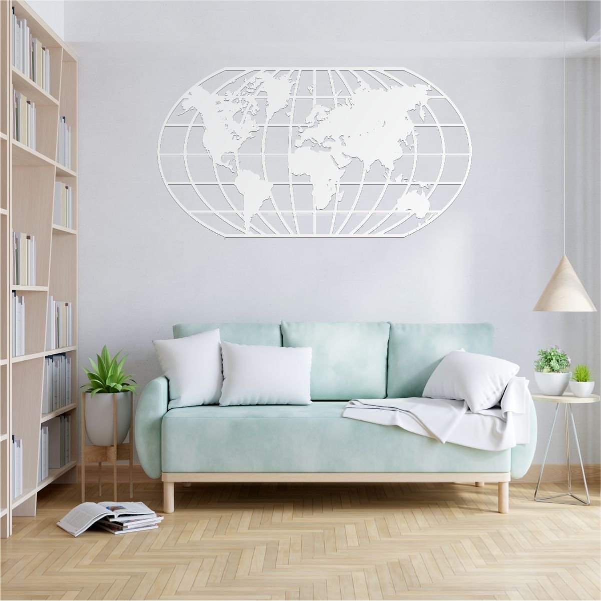 Quadro Decoração Vazado Mapa Mundi World Uno Branco 70x37 Cm - 5