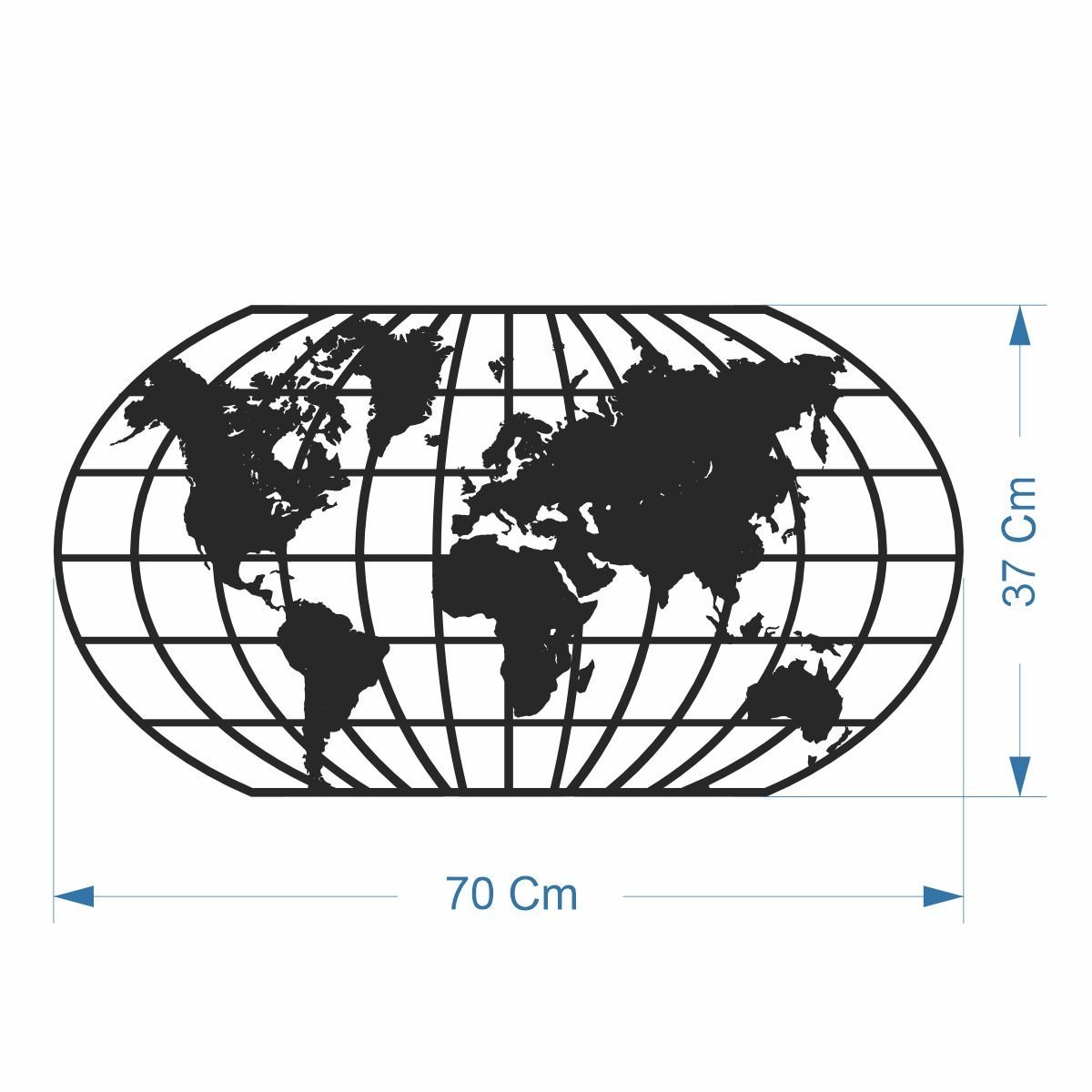 Quadro Decoração Vazado Mapa Mundi World Uno Branco 70x37 Cm - 2