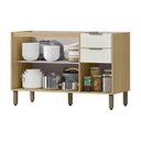 Ver imagem 3 de Balcão de Cozinha para Pia 2 Gavetas Glória Bege/Castanho/Off White