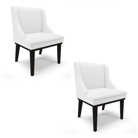 Kit 02 Cadeiras De Jantar Corino Branco Base Madeira