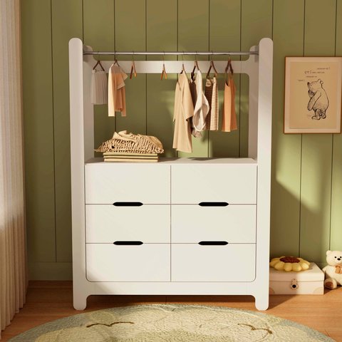 Guarda-Roupa Closet Infantil com 6 Gavetas e Cabideiro 100% MDF Olívia Branco