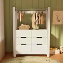 Ver imagem 1 de Guarda-Roupa Closet Infantil com 6 Gavetas e Cabideiro 100% MDF Olívia Branco