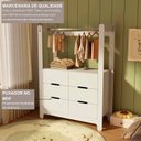 Ver imagem 6 de Guarda-Roupa Closet Infantil com 6 Gavetas e Cabideiro 100% MDF Olívia Branco