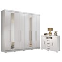 Ver imagem 1 de Guarda Roupa Casal Master New 8 Portas 4 Gavetas MDP 239cm Branco Brilho com Cômoda Havana Santos