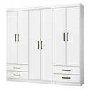 Ver imagem 1 de Guarda Roupa Solteiro Hercules 6 Portas 4 Gavetas sem Espelho Carioca Moveis Branco