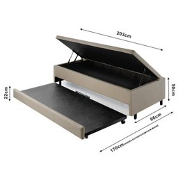Bicama com Baú Solteirão Reforçado 96x203 Cm em Linho - 6
