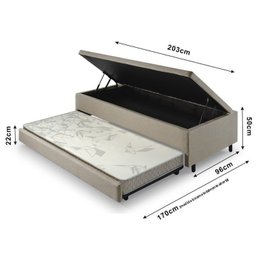 Bicama com Baú Solteirão Reforçado 96x203 Cm em Linho - 5