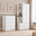 Ver imagem 1 de Jogo de Quarto Infantil Labirinto com Guarda Roupa e Cômoda Branco - Móveis Henn