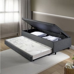 Bicama com Baú Solteirão Reforçado 96x203 Cm em Linho - 1