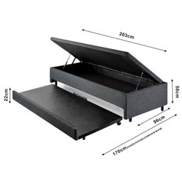 Bicama com Baú Solteirão Reforçado 96x203 Cm em Linho - 6