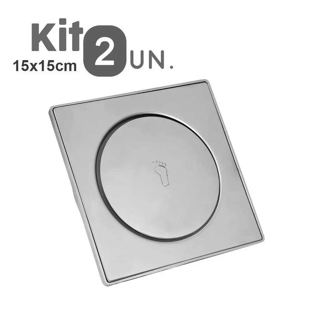 Ralo Click Inteligente 15x15 Aço Inox Kit 2 Uni Clic Pop Up Banheiro Lavabo Casa - 1