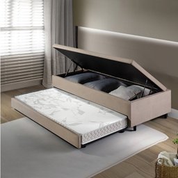 Bicama com Baú Solteirão Reforçado 96x203 Cm em Suede - 1