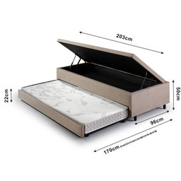 Bicama com Baú Solteirão Reforçado 96x203 Cm em Suede - 5