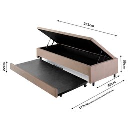 Bicama com Baú Solteirão Reforçado 96x203 Cm em Suede - 6