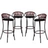 4 Banquetas Havaí Fio de Fibra Artesanal para Bar, Bancada, Lanchonete - Preto - 1