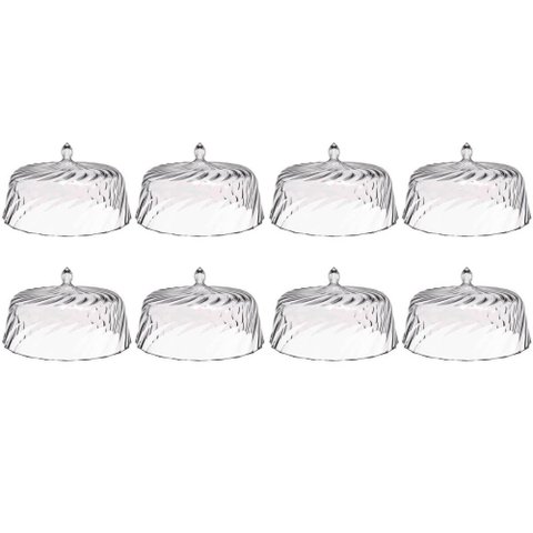 8 Cúpulas de Plástico 25cm Transparente para Bolos Tortas Doces Pratos Glassy Crippa 