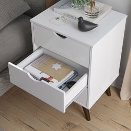Mesa de Cabeceira Grecia Plus com 03 Gavetas Branco - 3