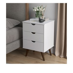 Mesa de Cabeceira Grecia Plus com 03 Gavetas Branco