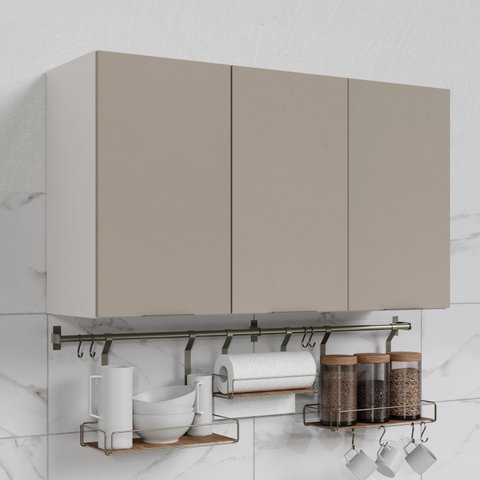 Armário Aéreo 3 Portas 120cm Puxador 150cm Ipanema CabeCasa MadeiraOriginals