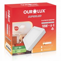 Plafon LED Sobrepor 18W Bivolt 2700K Quadrado Ourolux - 2