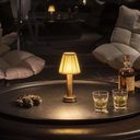 Ver imagem 5 de Abajur cúpula em tecido candeeiro de mesa com dimmer recarregável sem fio pano luz sombra atmosfera 