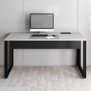 Ver imagem 4 de Escrivaninha Mesa Escritório Diretor com Caixa de Tomadas 150cm Industrial Cinza Sagrado e Preto