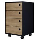 Ver imagem 1 de Gaveteiro Multiuso 4 Gavetas 36 Cm P1072 Preto Oak Pp Milani Store