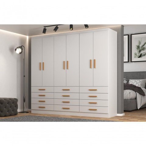 Guarda Roupas New Mônaco 6 Portas e 12 Gavetas - Branco Branco