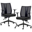 Ver imagem 1 de Kit 2 Cadeiras de Escritório Giratória Diretor Flow F02 Base Preta Crepe Preto - Lyam Decor