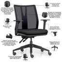 Ver imagem 3 de Kit 2 Cadeiras de Escritório Giratória Diretor Flow F02 Base Preta Crepe Preto - Lyam Decor