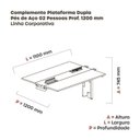 Ver imagem 3 de Complemento de Mesa Plataforma para Coworking para 2 Péssoas 110x120 110cm Industrial Noce Naturalle e Branco Marrom/Marromle