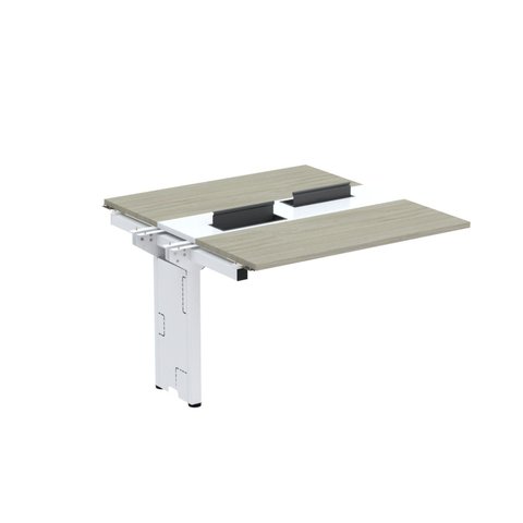 Complemento de Mesa Plataforma para Coworking para 2 Péssoas 110x120 110cm Industrial Nogueira Casablanca e Branco Bege