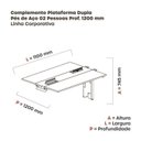 Ver imagem 3 de Complemento de Mesa Plataforma para Coworking para 2 Péssoas 110x120 110cm Industrial Walnut e Branco Marrom