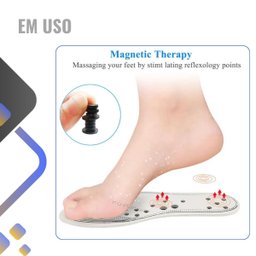 Palmilha Massageadora Magnética 18 Ímãs Circulação Alívio Dores Estresse Conforto Ajustável - 8