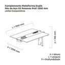 Ver imagem 3 de Complemento de Mesa Plataforma para Coworking para 2 Péssoas 110x120 110cm Industrial Preto e Cinza