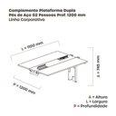 Ver imagem 3 de Complemento de Mesa Plataforma para Coworking para 2 Péssoas 110x120 110cm Industrial Walnut e Cinza Marrom