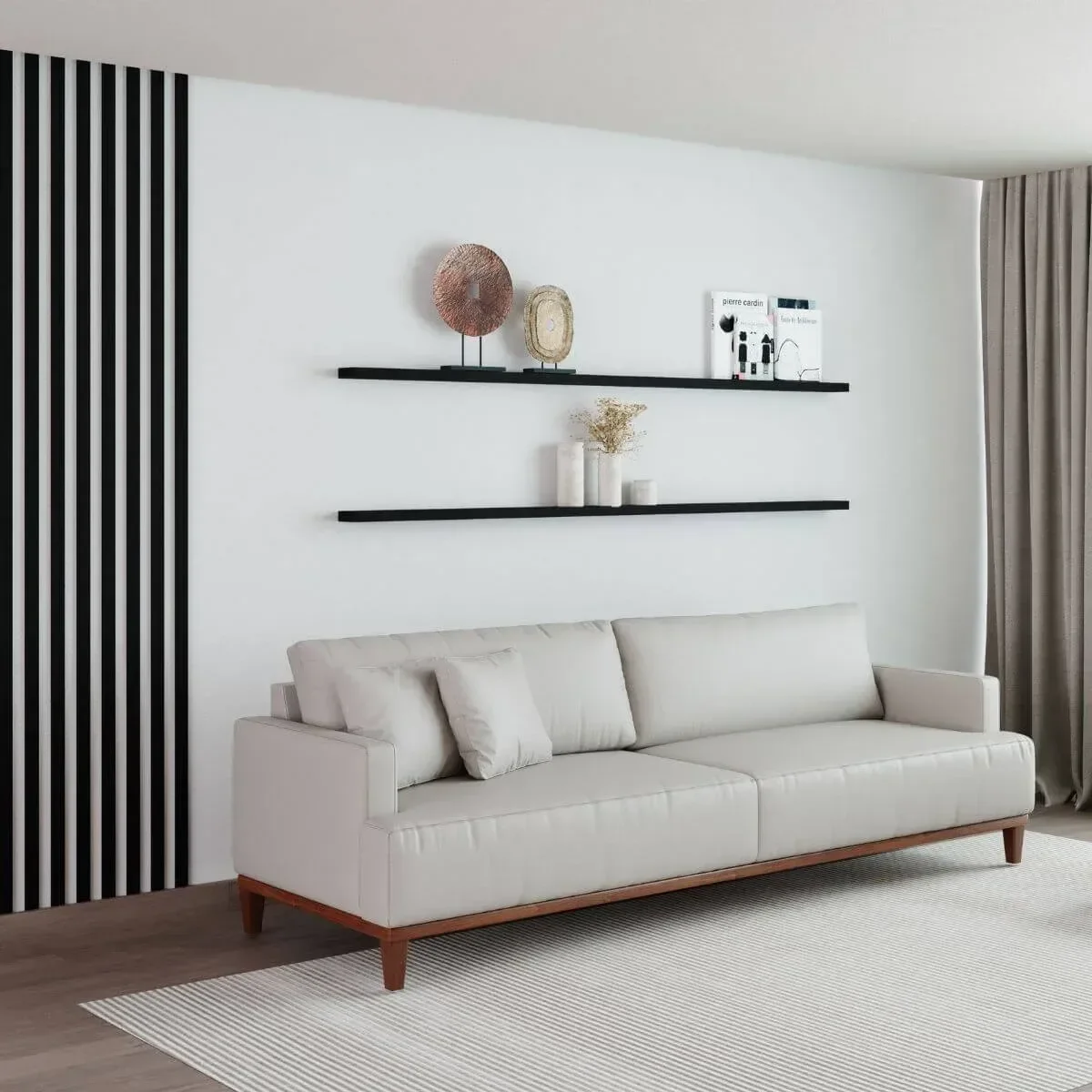 Ver imagem 2 de Sofá 3 Lugares Living Fixo Doha 1,80m em Couro:bege