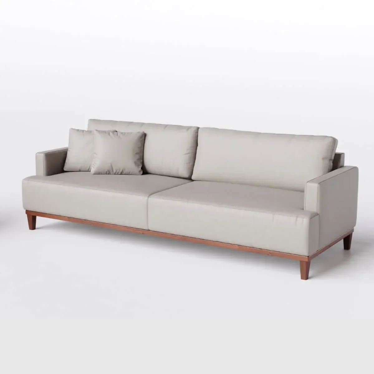 Sofá 3 Lugares Living Fixo Doha 1,80m em Couro:bege