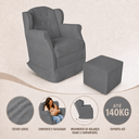 Ver imagem 2 de Poltrona Amamentação Cadeira Reforçada Balanço Puff Suede:Cinza
